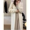 Autumn Winter Knitted Cardigan Women Medium and Long Sweater Jacket Gentle Loose Simple V Neck Cardigans Solid Color Office Coats Long Sleeve Clothing