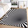 3D Vortex Illusion Black and White Rug for Bedroom Floor Mat Abstract Geometric Optical Vertigo Carpet Non-slip Livingroom Decor