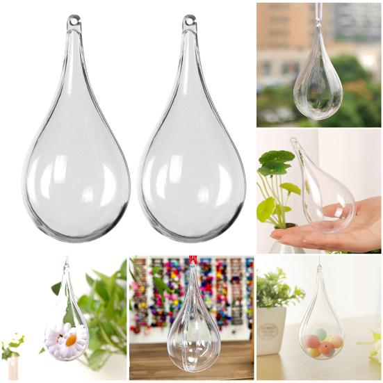 With Hole Transparent Shatterproof Drop-Shaped Fillable Clear Decorative Balls Hanging Decorations
