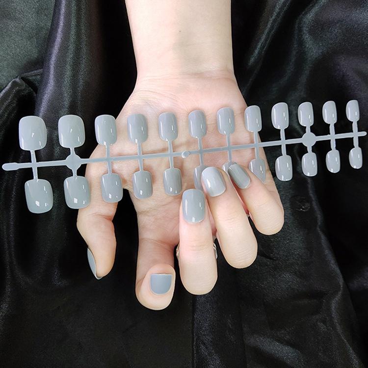 Fake Nails, Short Round, No Glue, 24 Pieces