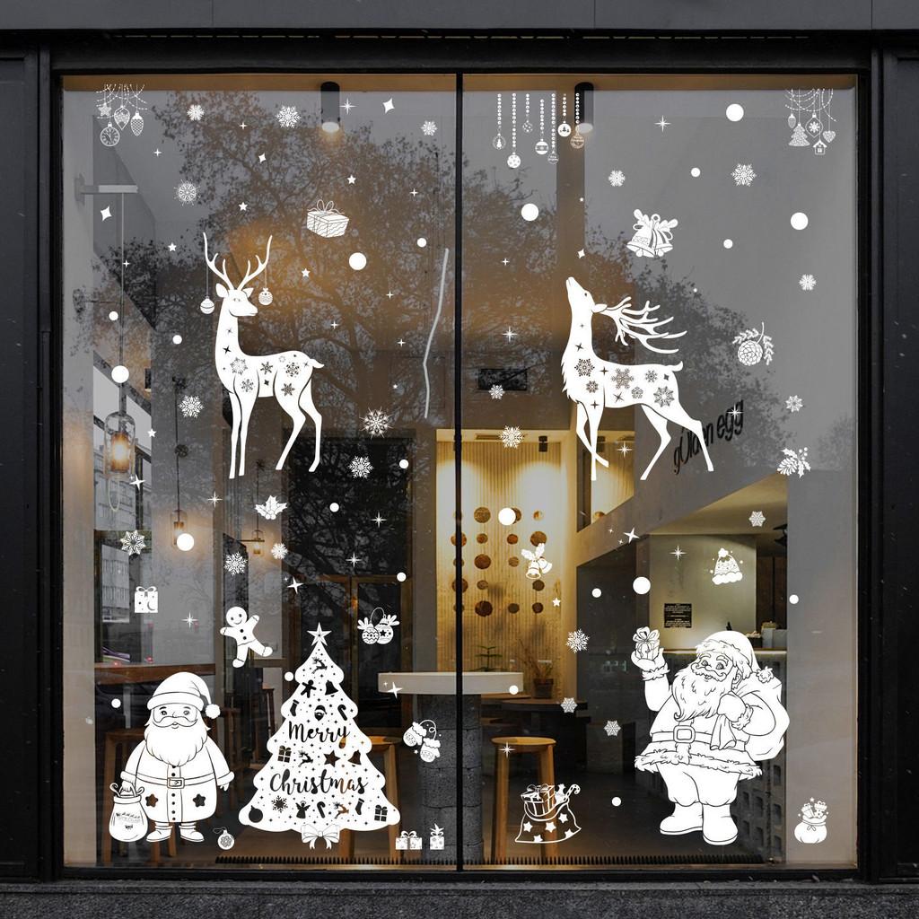 Clings Christmas Window Pvc Reindeer And Snowflake Decals Set Decoration Holiday