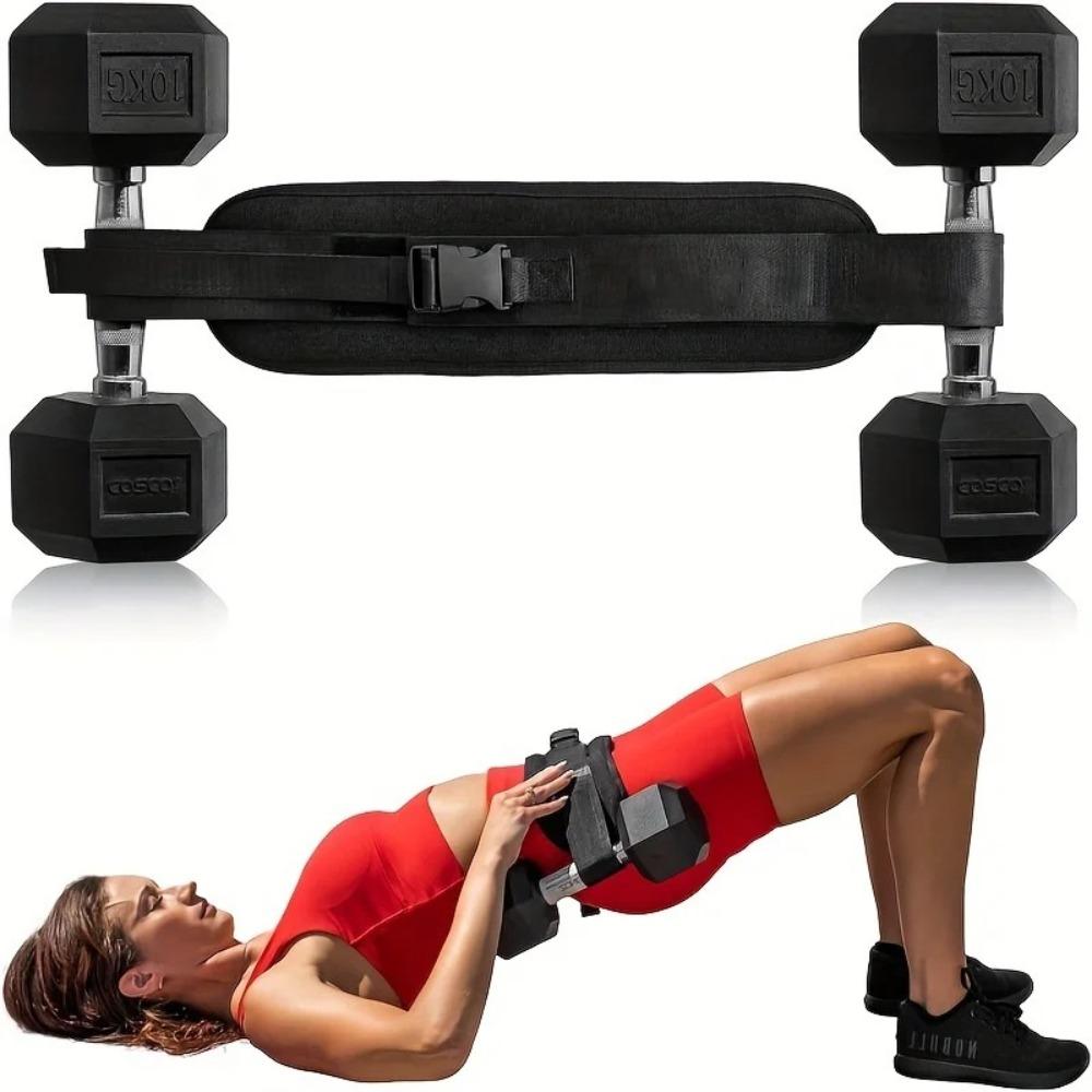 Non-Slip Grip Heavy-Duty Dumbbell Band Adjustable Waist Hip Thrust Pad Weightlifting Strap  Gym