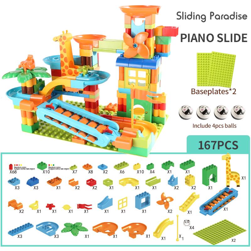 Новейший Большой Размер Вертушка Мраморная Горка Конструктор Креативное Пианино DIY Блоки Пластиковая Воронка Слайд DIY Сборка Кирпичики