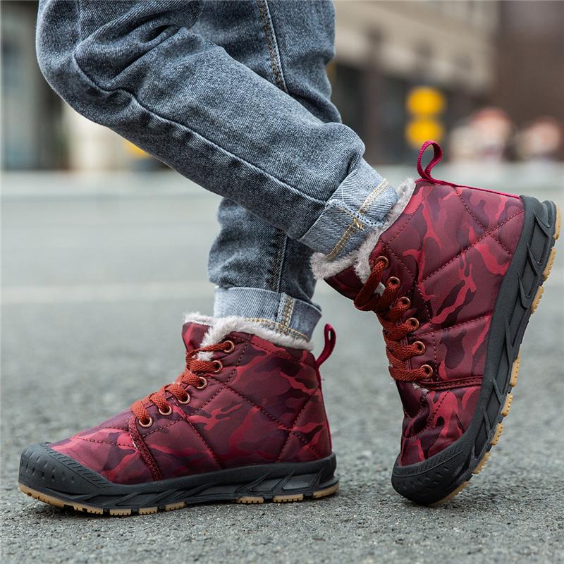 Children's Shoes Winter Cotton Shoes Tarpaulin Rubber Sole Non-slip Plus Velvet Warm Snow Boots