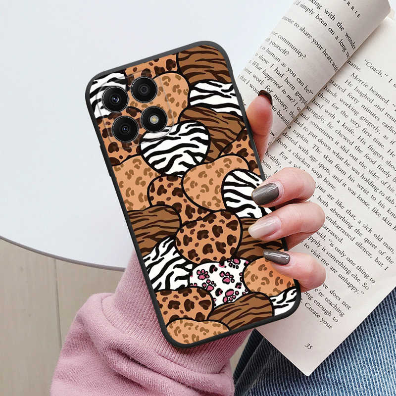 Чехол для Honor X8 4G 5G X6 70 Lite X8A X6A X6B X8B 200 Смарт-чехол Леопардовый принт Модный Цветок Мягкий Силикон Fundas Чехол