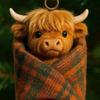 Yousheng Cozy Wrapped Critters Ornament 2D Acrylic Highland Cow Alpaca Hanging Ornament for Holiday Home Party Tree Decor