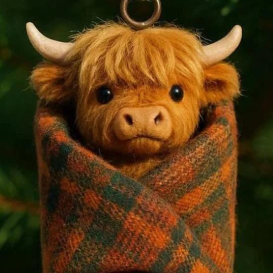 Yousheng Cozy Wrapped Critters Ornament 2D Acrylic Highland Cow Alpaca Hanging Ornament for Holiday Home Party Tree Decor