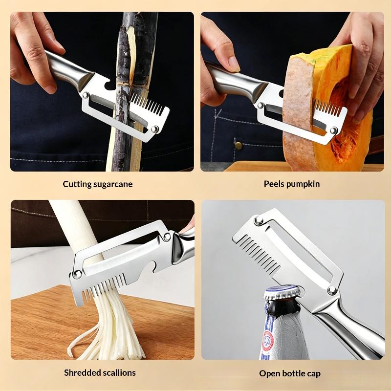 Multifunctional 3-In-1 Stainless Steel Peeler Vegetable & Fruit Slicer Shredder Versatile Kitchen Tool For Peeling Shredding