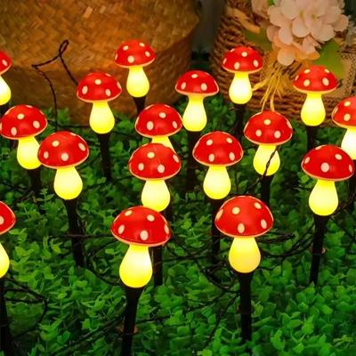 1 шт. Солнечные грибные садовые фонари, 8 режимов, наружный водонепроницаемый светодиодный светильник, ландшафтное освещение для сада, газона, двора, дорожки, террасы, декор