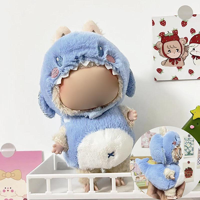 Милая плюшевая кукольная одежда, только одежда, аксессуары для кукол Labubu 17 см, свитер с капюшоном, одежда, сделай сам, детские подарки