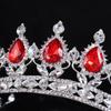 2" Height Silver/Gold Plated Crystal Rhinestone Ruby Full Circle Tiara Crown Bridal Wedding Jewelry Hair Accessories (Silver+red)