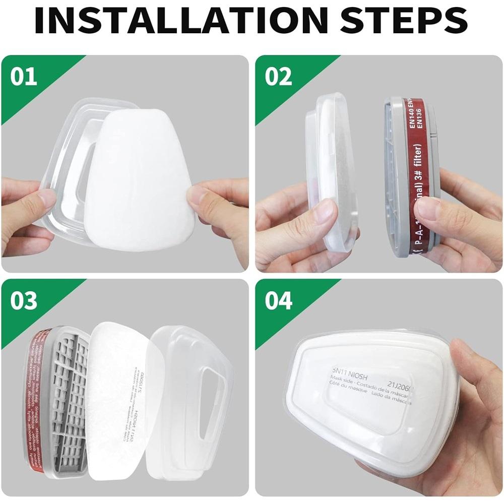 50 штук фильтрующего хлопка для респиратора, сменный противопылевой фильтрующий хлопок 5N11, подходит для газовых респираторов 6000, 6100, 6200, 6800, 7501, 7502