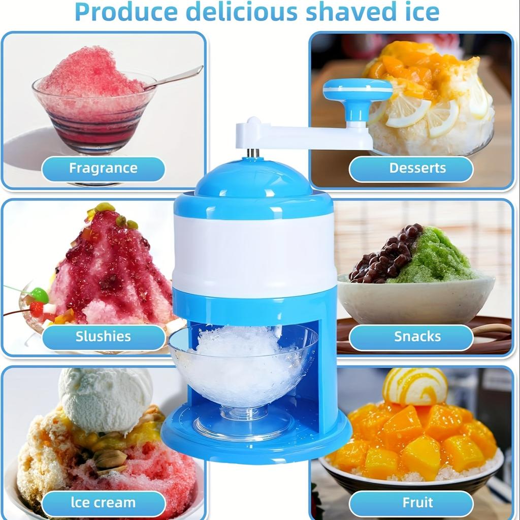 Hand Crank Ice Shaver Machine - Snow Cone Crusher & Slushy Maker with Durable ABS Construction for Summer Parties And Home Use