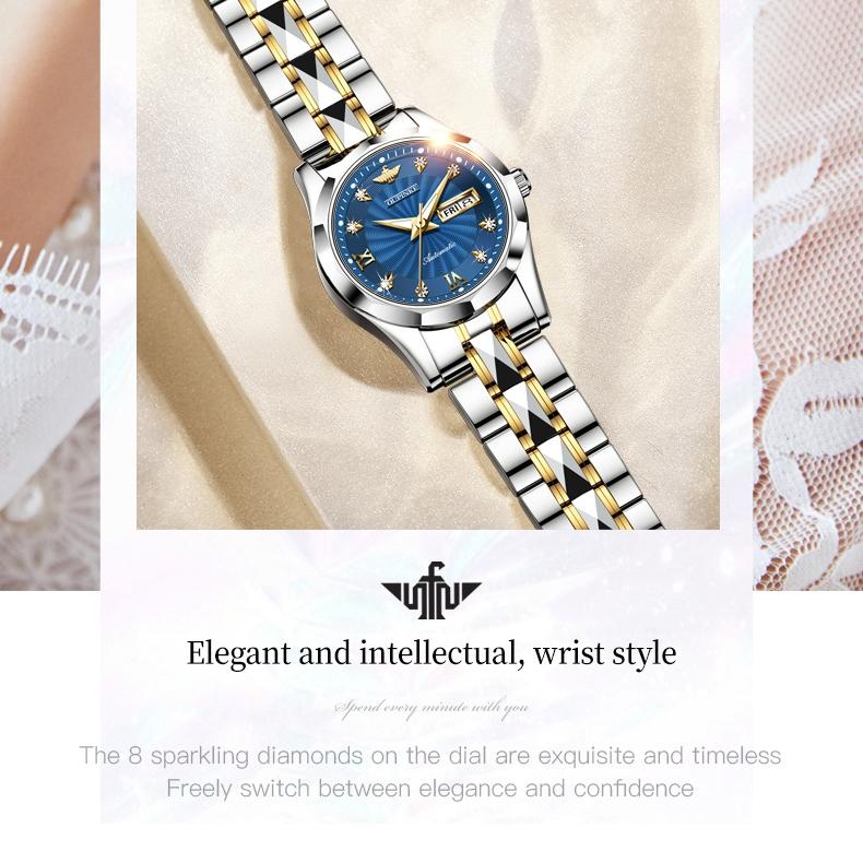 OUPINKE Часы из вольфрамовой стали с бриллиантами, водонепроницаемые автоматические механические часы, женские часы