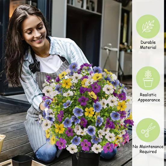 Искусственный фиолетовый топиарный шар, устойчивый к ультрафиолетовому излучению, фиолетовые цветы, искусственные вечнозеленые растения, цветы, кисть с шипом для земли для наружного внутреннего садового декора