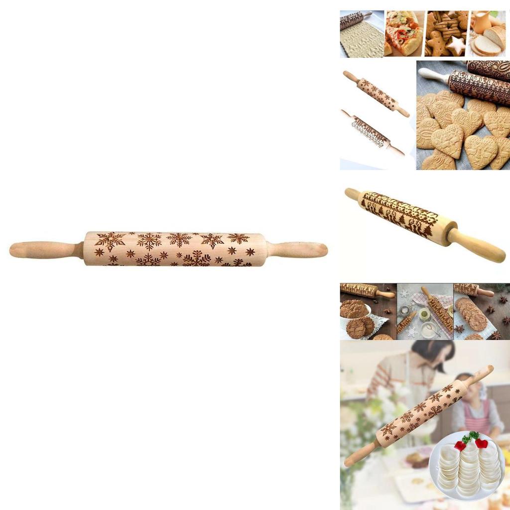 Элегантный деревянный валик для тиснения с узорами северного оленя и снежинки