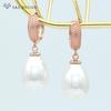 Элегантные темпераментные висячие серьги цвета розового золота с имитацией жемчуга для женщин, ювелирные изделия для свадебной вечеринки