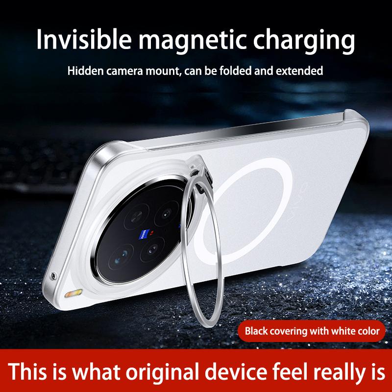 Прозрачный чехол с гальваническим покрытием для телефона VIVO X300 X300Pro с поддержкой беспроводной зарядки Magsafe, безрамный, с держателем для объектива, защитная крышка