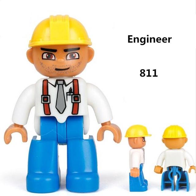Duplo Compatible City Character Staff Man Building Blocks Kids Minifigures Toys