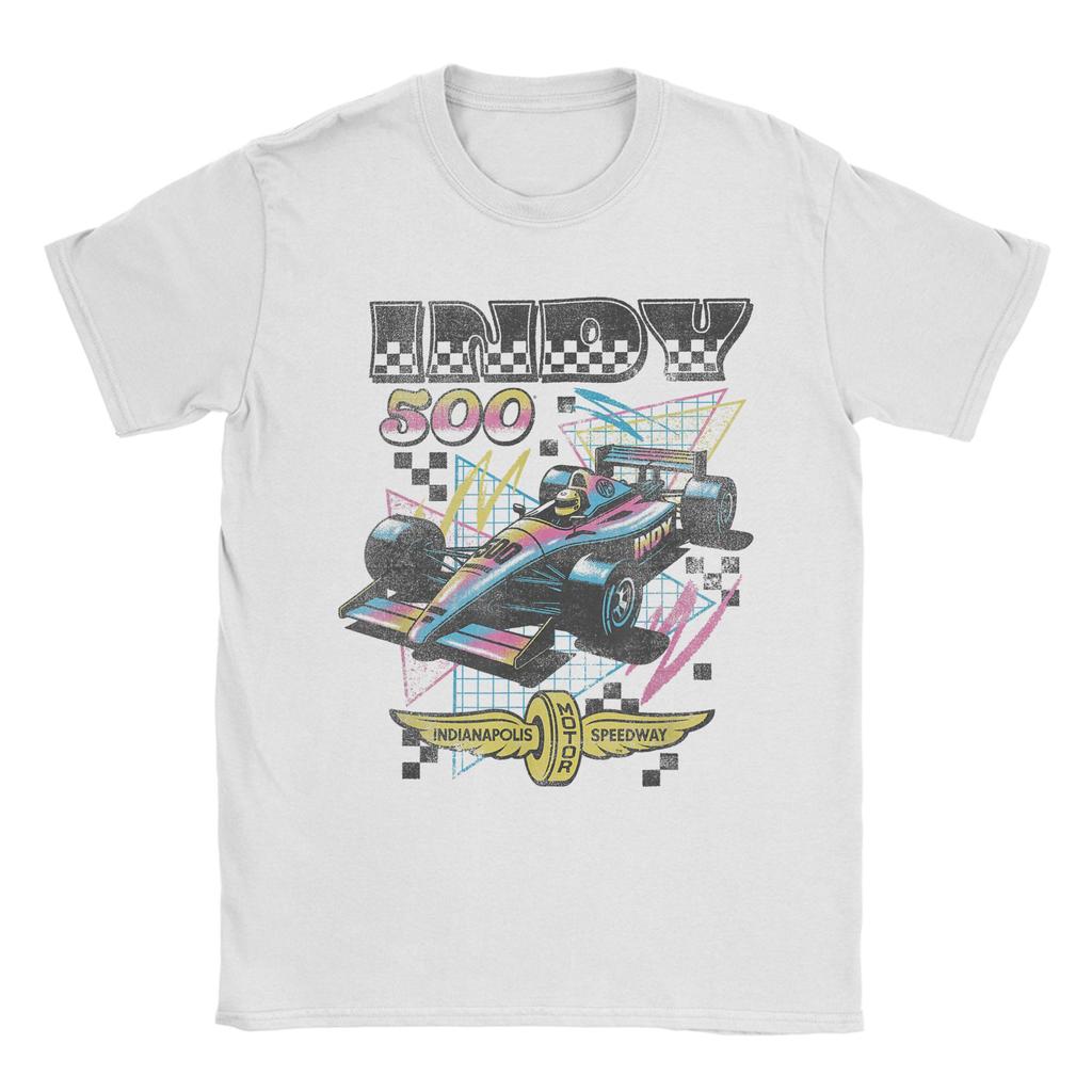 Men T-Shirt Indianapolis Motor Speedway Unique Cotton Tee Short Sleeve 90's Vibes Retro Poster T Shirt Merch Graphic Printed