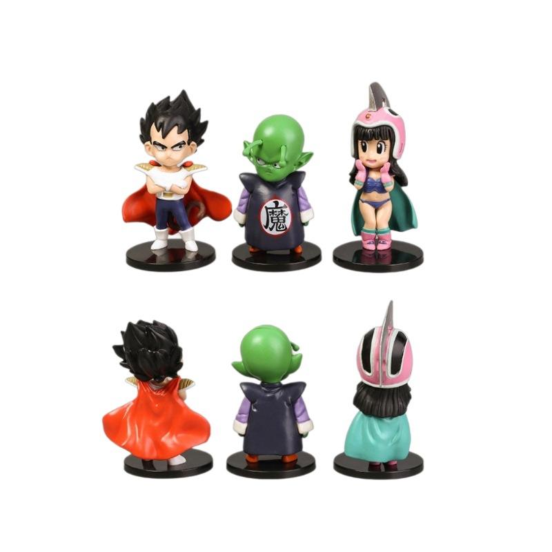6 шт. Фигурки Dragon Ball Аниме Мультфильм Сон Гоку Вегета Пикколо Чичи Украшение для Автомобиля Настольное Украшение Подарок Мальчику на День Рождения Подарок на Рождество