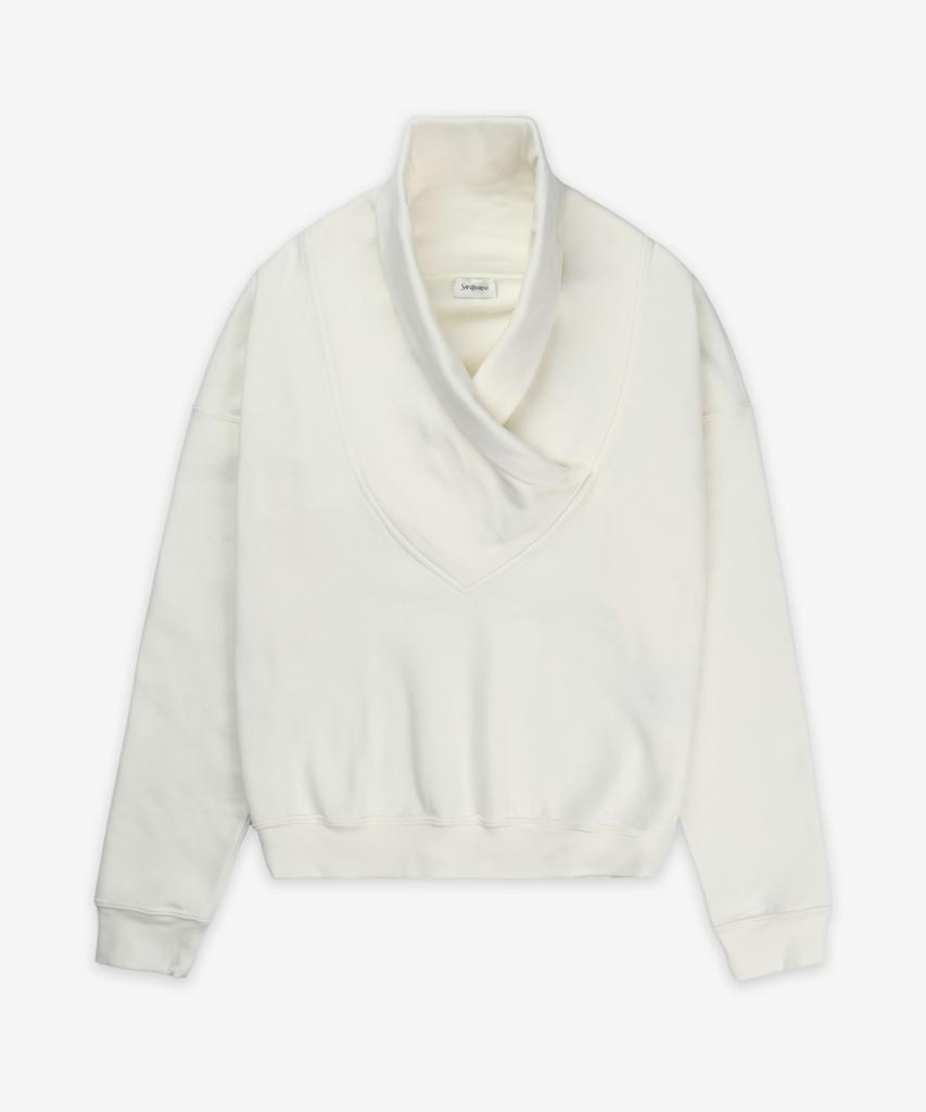 SAINT LAURENT High V-Neck Sweatshirt - White / 803146Y36Sw9538