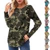 Women's Long Sleeve Shirts Casual Fashion Camouflage Printed Tunic Tops Crewneck Basic Loose T Shirt