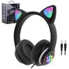 Детские наушники Megadream, беспроводные/проводные наушники с микрофоном, кошачьи ушки, светодиодная подсветка/двусторонняя RGB-подсветка, Bluetooth5.0/длина провода 1 м, карта TF