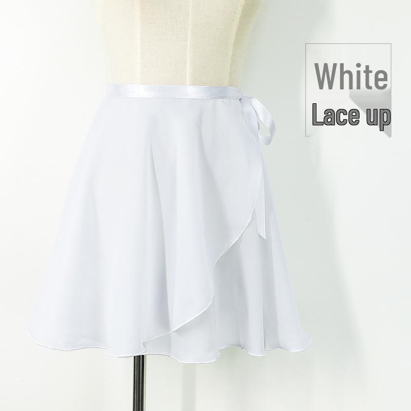 Взрослая шифоновая сетчатая балетная юбка - средней длины, большой клёш, цельная на завязках