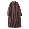 Premium Retro Printed Lapel Cotton and Linen Dress 2025 Spring New Loose Foreign Versatile Shirt Long Dress