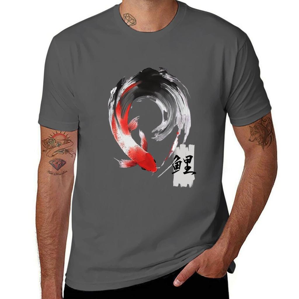 Cool Japanese Nishiki Koi Art With Kanji Tshirt Plus Size All Match Tee Shirt