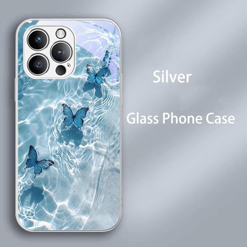 Роскошное закаленное стекло для чехла iPhone 16e iPhone16 Plus Жесткая ПК-стеклянная крышка для телефона для iPhone 14 15 11 Pro Max 12 13 Mini Бампер