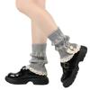 Women's Winter Loose Buttoned Leg Warmers With Lace Trim Knitted Wool Leg Warmers