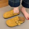 Retro Shoes with A Toe Cap, Half Slippers, and A New Style of Flip-flops, Thick-soled One-foot Half-support Women's Shoes