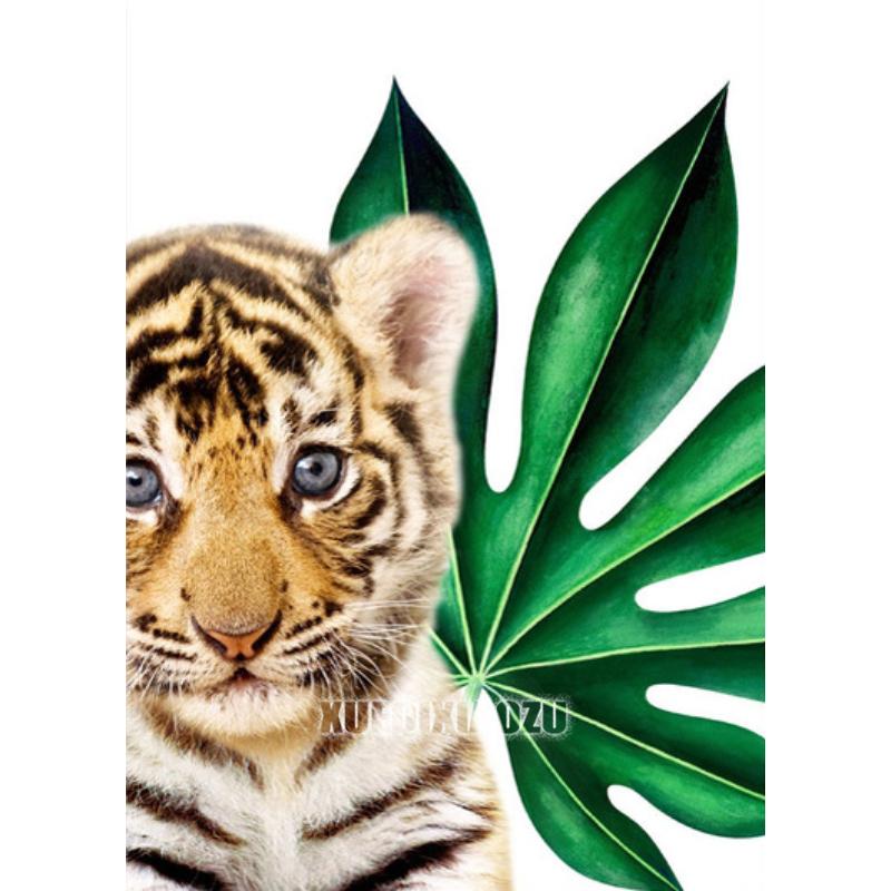 Мультяшное Животное Алмазная Живопись Растительный Лист Лев Зебра Жираф Слон Алмазная Вышивка Крестиком Подарок для Малышей Детей Домашний Декор