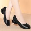 Fashion Soft Sole Thick Heels Without Tiring Work Shoes Black Single Shoes Formal Wear Commuting For Work Women's Leather Shoes New