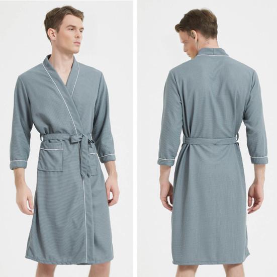 Мужской весенне-осенний халат однотонный ночной халат длиной до колена мягкий домашний халат для отдыха пижама для пар