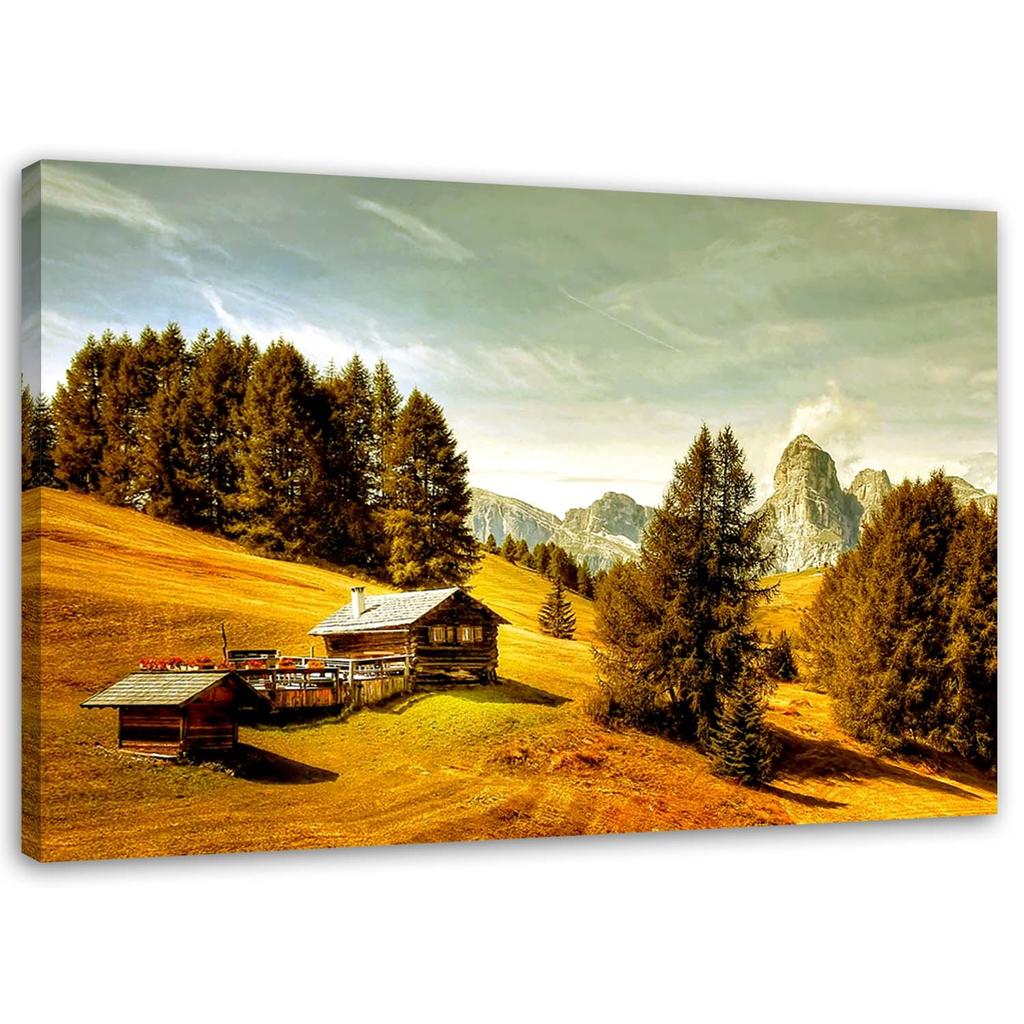 Canvas Print, Cottage In the Mountains Landscape Nature
