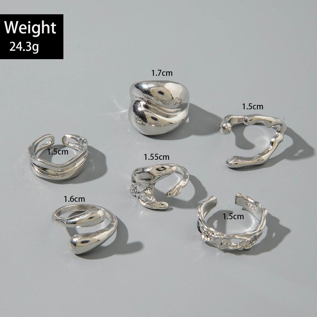 European and American Style Geometric Irregular Fashion Ring Set, Personalized Design, Imitation Pearl Layered Ring Ring