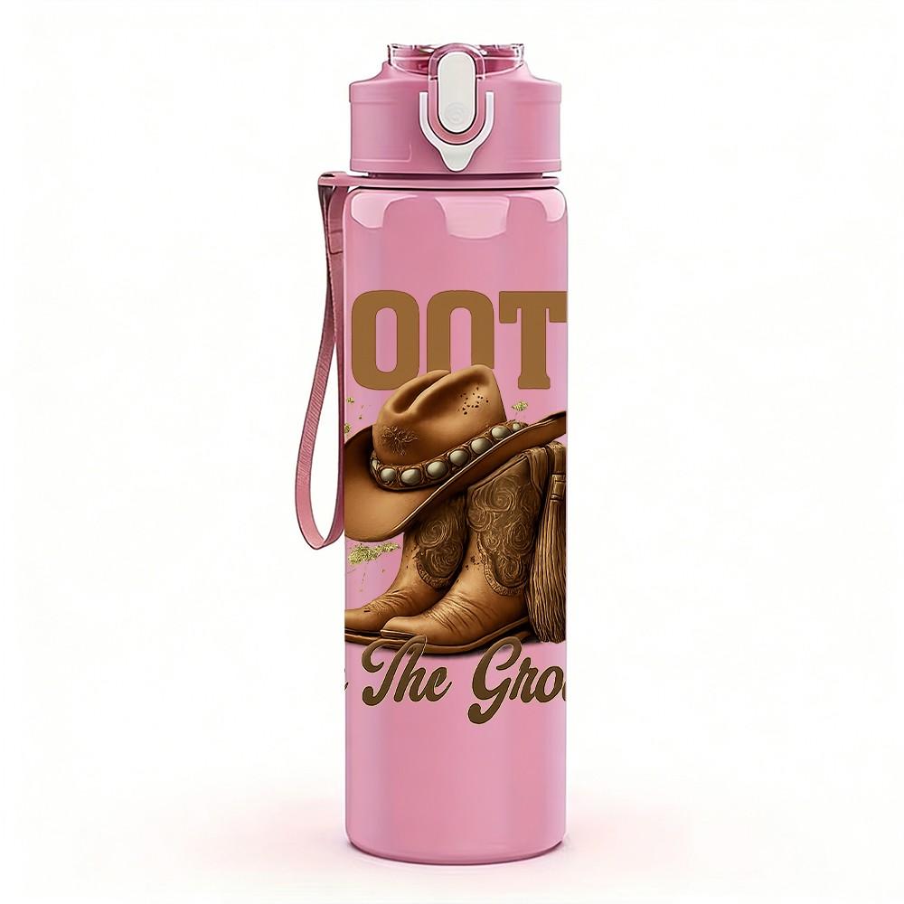 1PC Boots On The Ground Western Print 750ml Color Plastic Sports Water Bottle Leakproof Flip Straw Lid Suitable for Sports Office Home Use