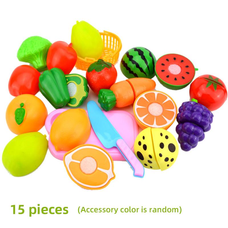 DIY Fruit Cutting Toys Fruits And Vegetables Parent-Child Simulation Pretend Play Kitchen Toy Food with Basket Kids Christmas
