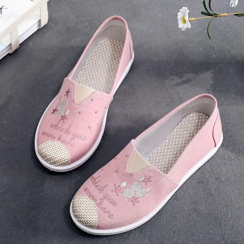 Универсальная парусиновая женская обувь 2024 года, новые туфли из ткани с плоской подошвой, мягкая подошва, легкие повседневные дышащие туфли для рыбалки, теннис