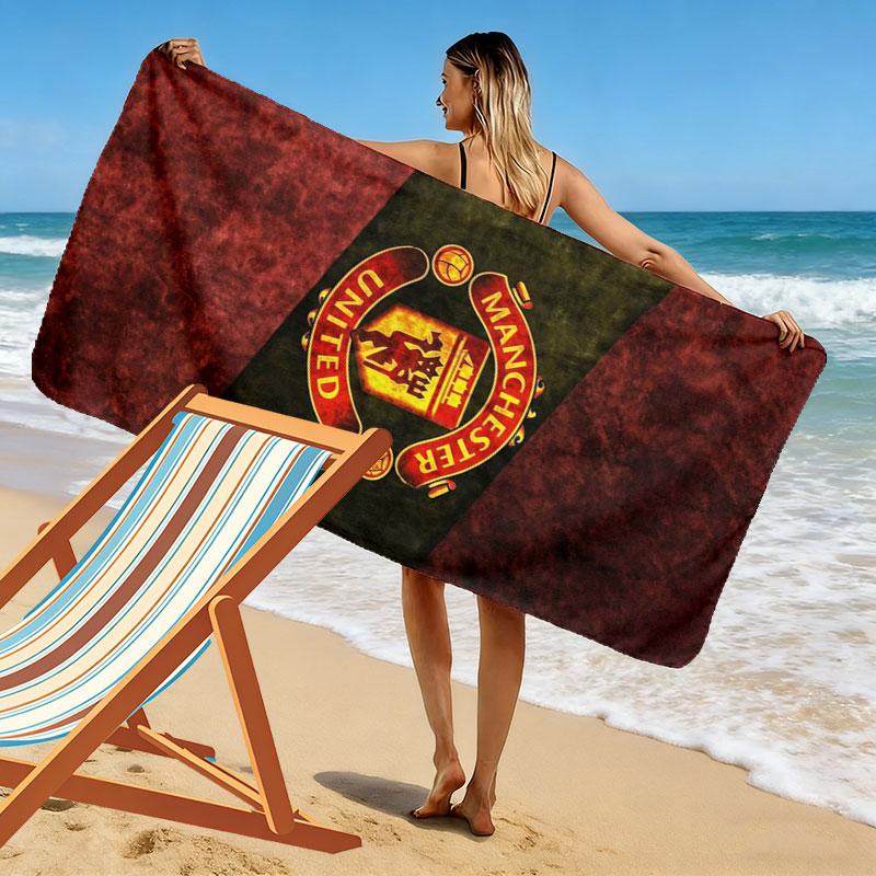 Пляжное полотенце с принтом Manchester United F, большое, мягкое, быстросохнущее, для пляжа, кемпинга, плавания