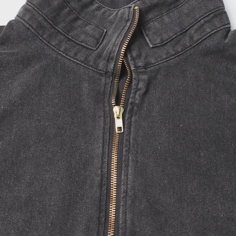 European & American Retro Workwear Denim Suit with Long-Sleeved Crop Top & High-Waist Wide-Leg Pants for Spring/Summer 2025.