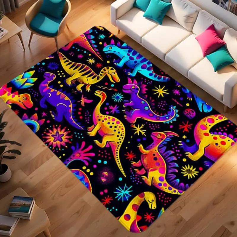 Dinosaur ABC Rug Non-Slip Play Mat Carpet for Boys Bedroom Kids Playroom Living Room Classroom Area Floor Mat Home Decor Doormat