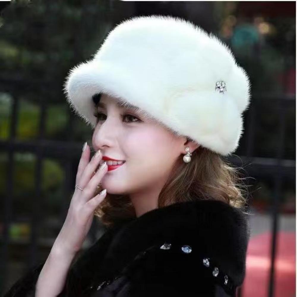 Шапка из меха кролика рекс, норковая шапка, зимняя шапка, женская шапка из искусственного меха, теплая, для среднего и пожилого возраста, модная шапка-балаклава, зимняя