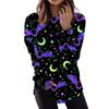 Женская мода пуловер с длинным рукавом толстовка повседневная футболка Хэллоуин с принтом свободный топ