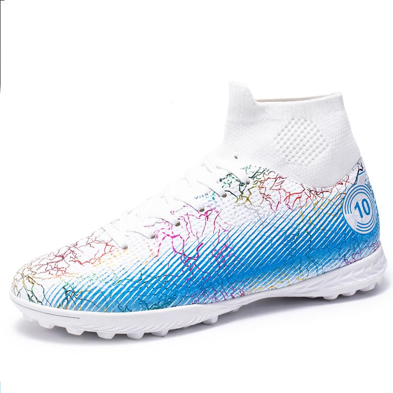 Football Shoes 35-48 Unisex Football Shoes High-top Elastic Sock Mouth Rubber Soft Bottom TF Football Shoes Kids Training Football Boots
