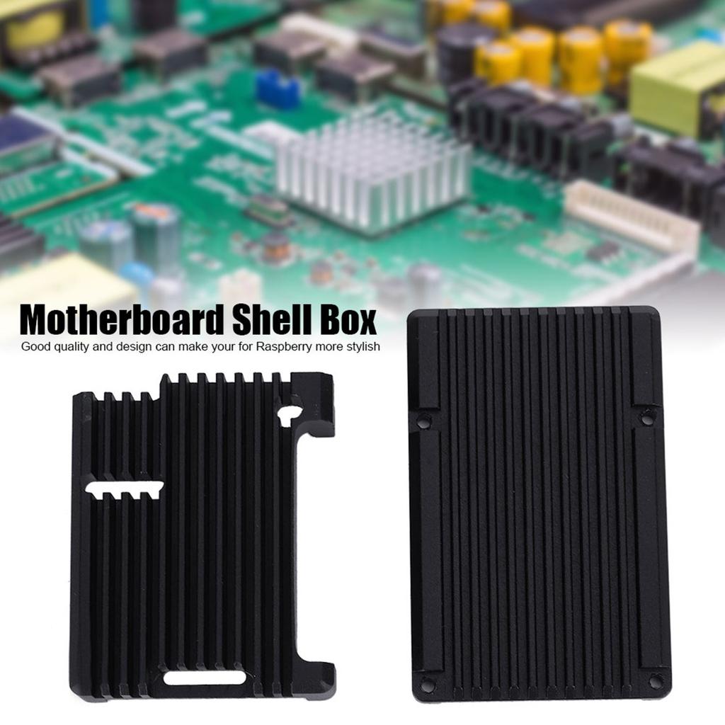 Motherboard Shell Box Black Aluminium Alloy Fit for RaspberryPi 3 Model B 2b3b+