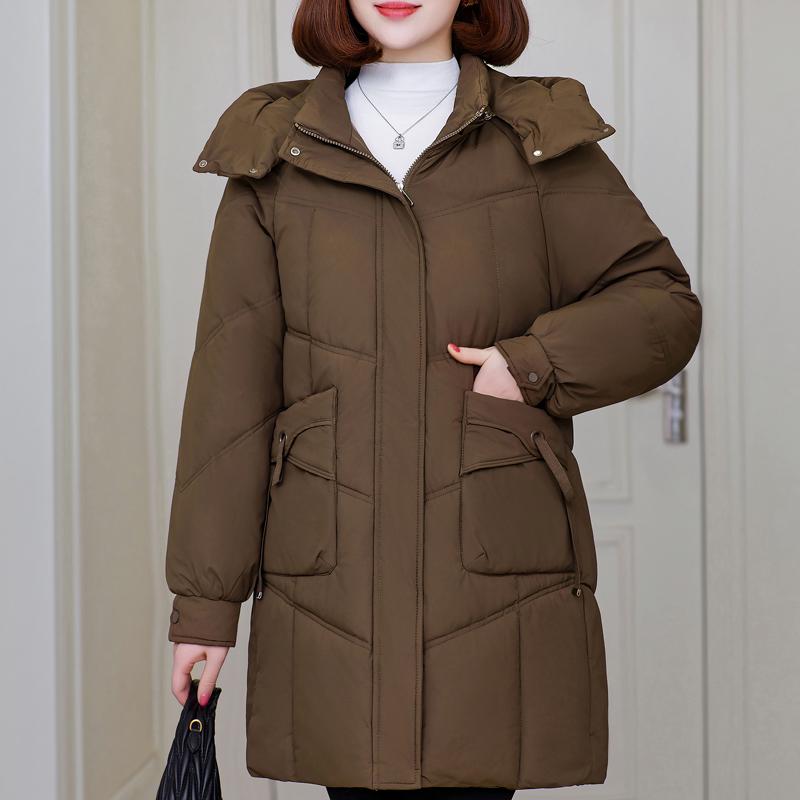 Женское длинное пальто зимняя верхняя одежда больших размеров элегантная женская куртка с капюшоном повседневная свободная толстая теплая парка